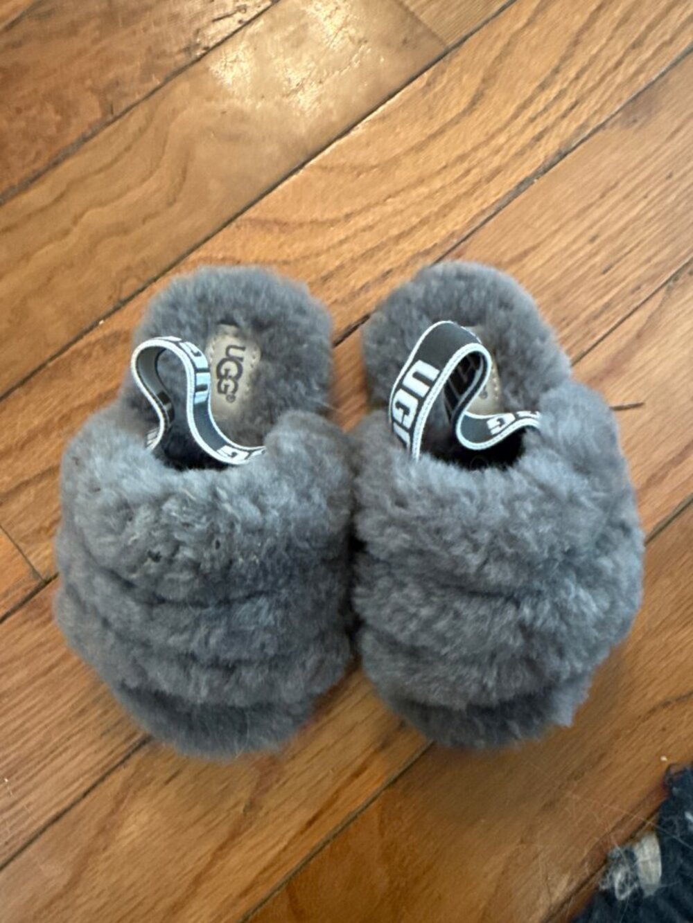 UGG Fluff Yeah Slide Grey Sheepskin Slippers 6